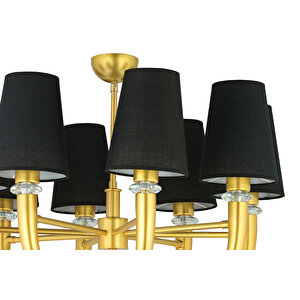 Lampaluce Bonsai Tasarımı Şapkalı Salon Avizesi 8'li Altın Renk 75x90 Cm