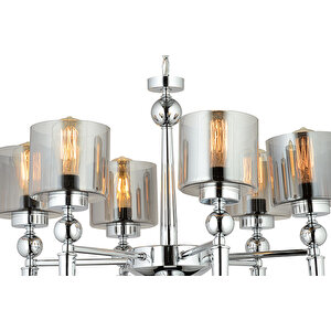 Lampaluce Fiaccola Modern Tasarım Salon Avizesi 6'lı Krom 60x90cm