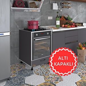 Ankastre Modülü Kabini Malik Ejder Gri Fırın Ocak Dolabı Kapaklı Ayarlı Ayaklı Beyaz