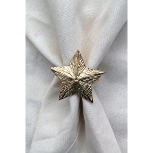 6 Adet Dekoratif Gold Star Nova Peçete Halkası - Napkin Ring