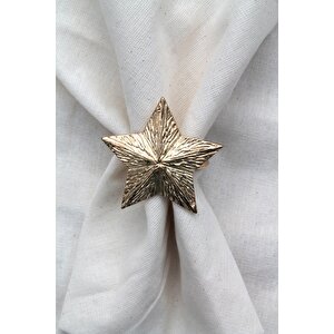 6 Adet Dekoratif Gold Star Nova Peçete Halkası - Napkin Ring