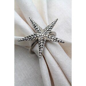6 Adet Gümüş Kuzey Yıldızı Metal Peçete Halkası - Napkin Ring