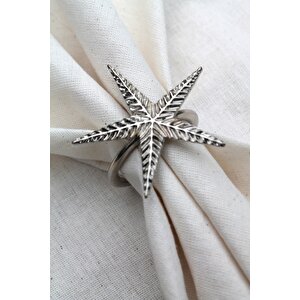 6 Adet Gümüş Kuzey Yıldızı Metal Peçete Halkası - Napkin Ring