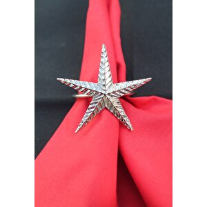 6 Adet Gümüş Kuzey Yıldızı Metal Peçete Halkası - Napkin Ring