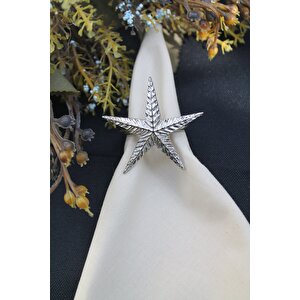 6 Adet Gümüş Kuzey Yıldızı Metal Peçete Halkası - Napkin Ring