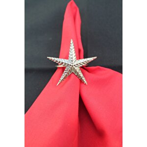 6 Adet Gümüş Kuzey Yıldızı Metal Peçete Halkası - Napkin Ring