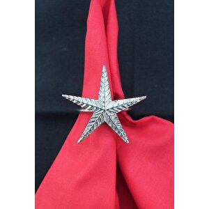 6 Adet Gümüş Kuzey Yıldızı Metal Peçete Halkası - Napkin Ring