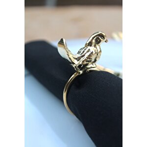 6 Adet Gold Kuş Figürlü Modern Metal Peçete Halkası