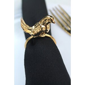 6 Adet Gold Kuş Figürlü Modern Metal Peçete Halkası