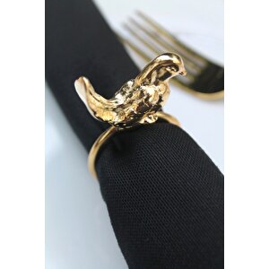 6 Adet Gold Kuş Figürlü Modern Metal Peçete Halkası
