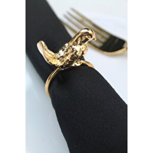 6 Adet Gold Kuş Figürlü Modern Metal Peçete Halkası