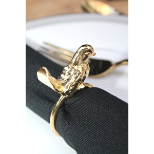 6 Adet Gold Kuş Figürlü Modern Metal Peçete Halkası