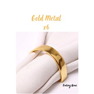 6 Adet Gold D Metal Elegant Peçete Halkası -
