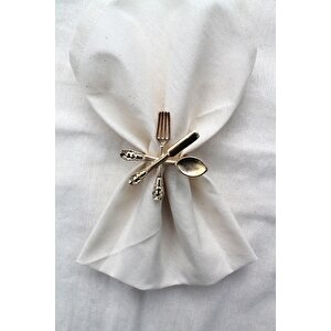 6 Adet Dekoratif Gold Food Style Peçete Halkası - Napkin Ring