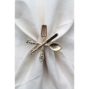 6 Adet Dekoratif Gold Food Style Peçete Halkası - Napkin Ring