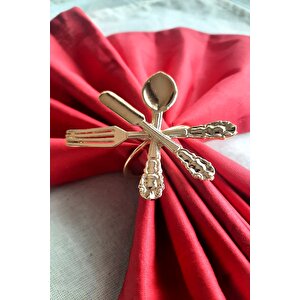 6 Adet Dekoratif Gold Food Style Peçete Halkası - Napkin Ring