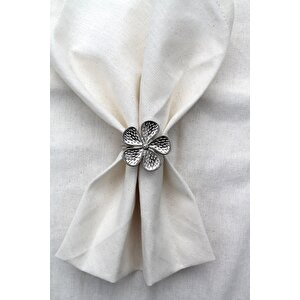 6 Adet Gümüş Papatya Dekoratif Peçete Halkası - Napkin Ring