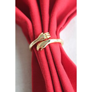 6 Adet Gold Hand Finger Metal Peçete Halkası - Napkin Ring