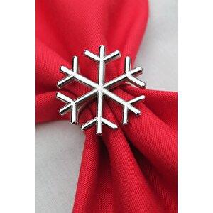 6 Adet Gümüş Kar Tanesi Peçete Halkası - Napkin Ring