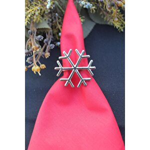 6 Adet Gümüş Kar Tanesi Peçete Halkası - Napkin Ring