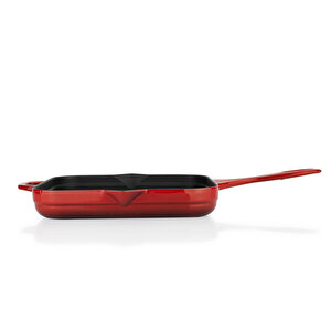 Schafer Guss Chef Döküm Kare Grill Tava 28x28cm-1 Parça-Kırmızı