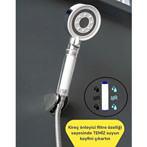 Filtreli 5 Fonksiyonlu Krom Yüksek Basınçlı Ayarlanabilir Duş Başlığı 2 Adet Duş Başlığı