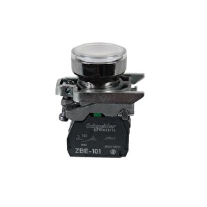 24v 22mm - 1na+1nk Beyaz Led Işıklı Normal Buton