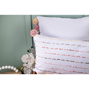 Dfn Home  Sweet Ponponlu Beyaz Renk Kırlent Kılıfı 30x50 30x50 cm
