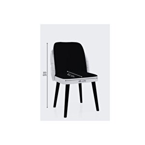 Alfa Serisi Sandalye Babyface Kumaş Ahşap Gürgen Ayaklı Sandalye 1 Adet Siyah-Ekru