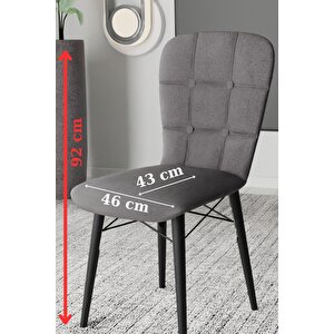 Safir Serisi Jerry Kumaş Siyah Ahşap Gürgen Ayaklı Mutfak Sandalyeleri 1 Adet Antrasit Gri