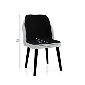 Alfa Seri̇si̇ Baby Face Kumaş Ahşap Gürgen Ayakli Sandalye 1 Adet Gri-Siyah