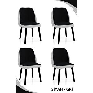 4 Adet Alfa Serisi Babyface Kumaş Siyah Ahşap Gürgen Ayaklı Sandalye