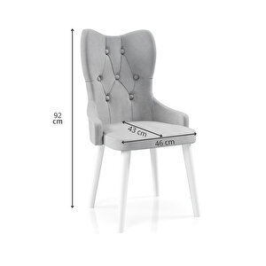 Hs-01 Seri̇si̇ Baby Face Kumaş Beyaz Ahşap Gürgen Ayakli Sandalye 1 Adet Gri