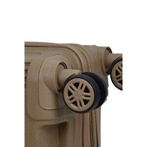 Elatae Premium Polipropilen Kırılmaz 2'li Valiz Seti Kabin Boy Ve Makyaj 2'li Set Vizon V303
