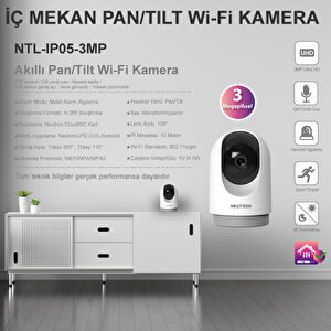 360° Derece Dönebilen 3 Mp Kızılötesi Gece Görüşlü Ip Wifi Ev Güvenlik Kamerası