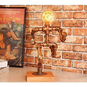 Rustik Masa Lambası El Yapımı Robot Tasarım Kitap Okuma Lambası Retro Başucu Lambası