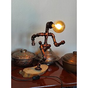 Rustik Masa Lambası El Yapımı Robot Tasarım Kitap Okuma Lambası Retro Başucu Lambası