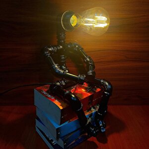 Robot Tasarım Retro Masa Lambası Rustik Endestriyel Tasarım Başucu Lambası Kitap Okuma Lambası