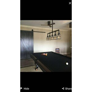 Rustik Görünümlü 5'li Kafesli Avize Endüstriyel Tavan Avizesi Cafe Villa Dekor Avize