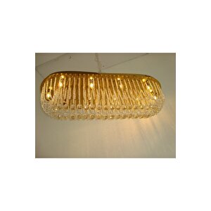 Milano Gold Şeffaf Kristal 105'lık Oval Salon Avize Standart