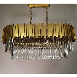 Profilo Oval Kristal Taşlı Lüks Salon Avize Standart