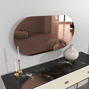2'li Riors Luxury Gold Detaylı Bronz Oval Ayna