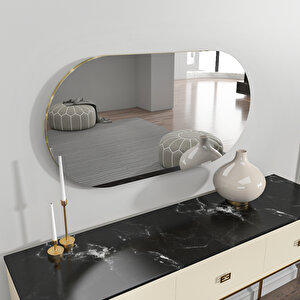 Riors Luxury Gold Detaylı Oval Ayna