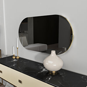 Riors Luxury Gold Detaylı Füme Oval Ayna
