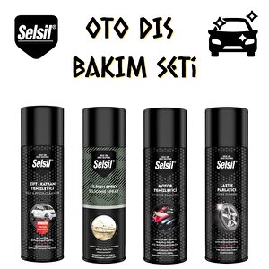 Oto Dış Bakım Seti 4 Parça (zift Katran-lastik-motor-silikon Spreyi)