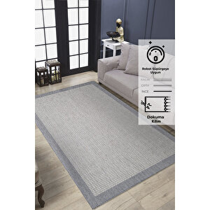 Konfor Sisalux 3092 Gri Jüt Tabanlı Modern Dokuma Kilim Sisal Hasır Halı 100x200 cm
