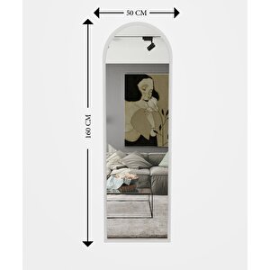 Emma Beyaz Ayaklı Oval Boy Aynası 160x50cm