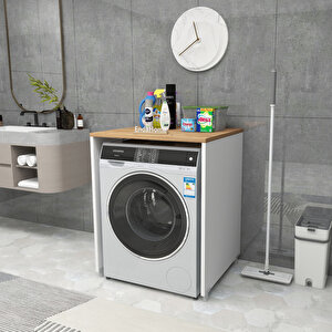 Çamaşır Makinesi Dolabı 89x65 Cm Çam - Beyaz