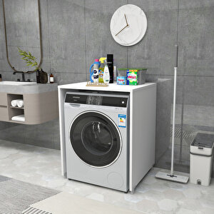Çamaşır Makinesi Dolabı 89x65 Cm Beyaz Mat Beyaz