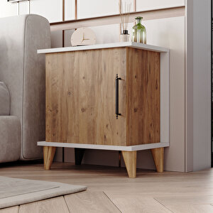 Adela Raflı Modern Komodin Çam - Beyaz